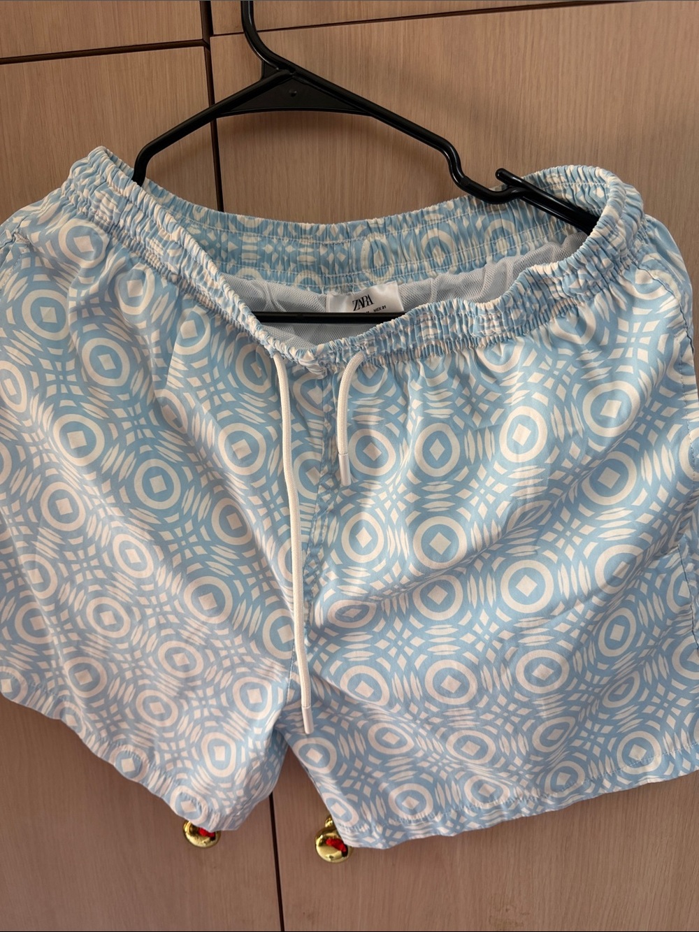 Zara Blue & White Circular Print Swim Shorts